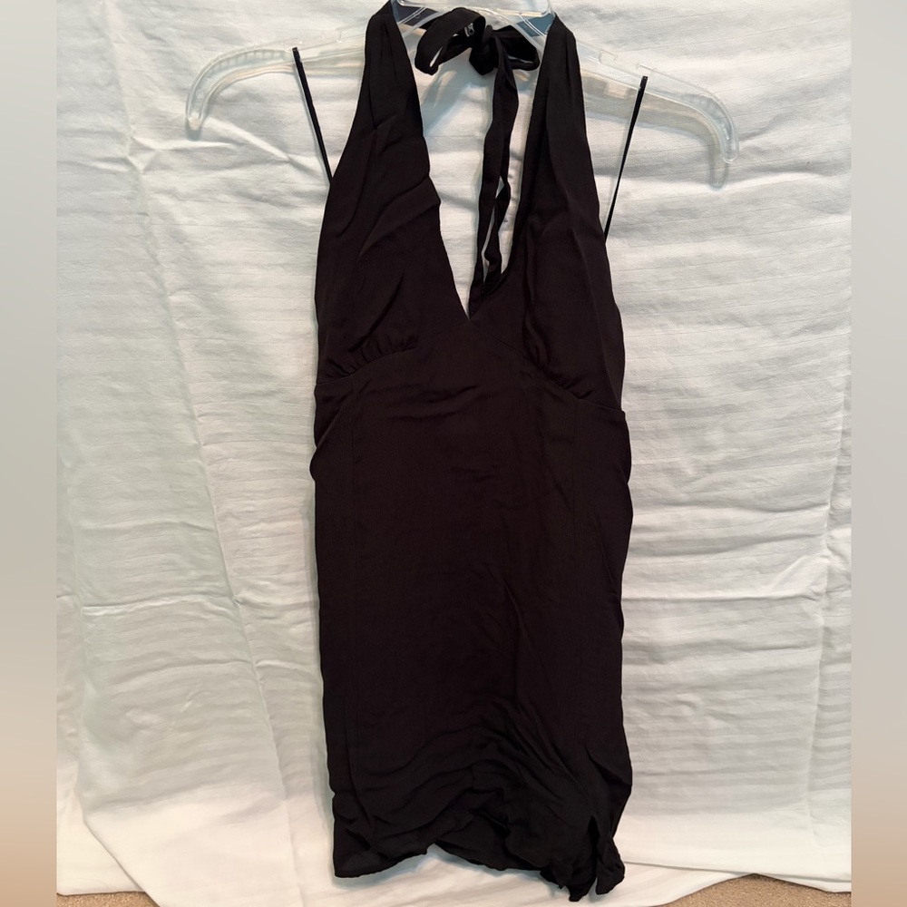 Cotton On Black Halter Tie Back Dress